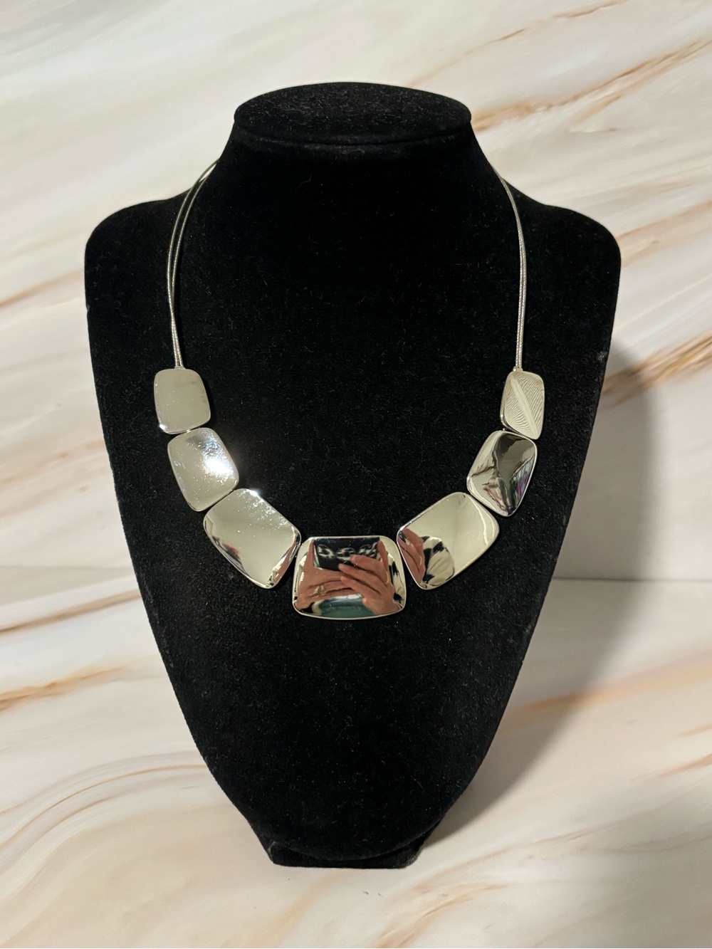 Lia Sophia Silver-Tone ‘Silverado’ Panel Necklace 16”+3”